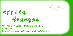 attila aranyos business card